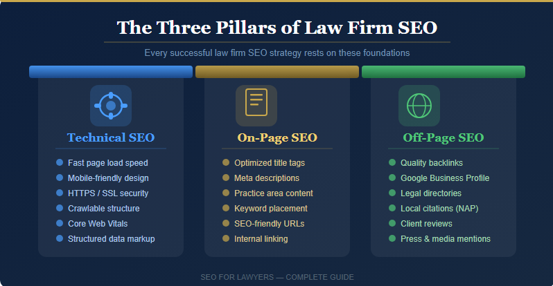 The three pillars of law firm SEO