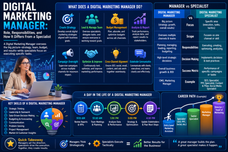 Digital Marketing Manager: Role, Responsibilities, and How It Differs From a Specialist