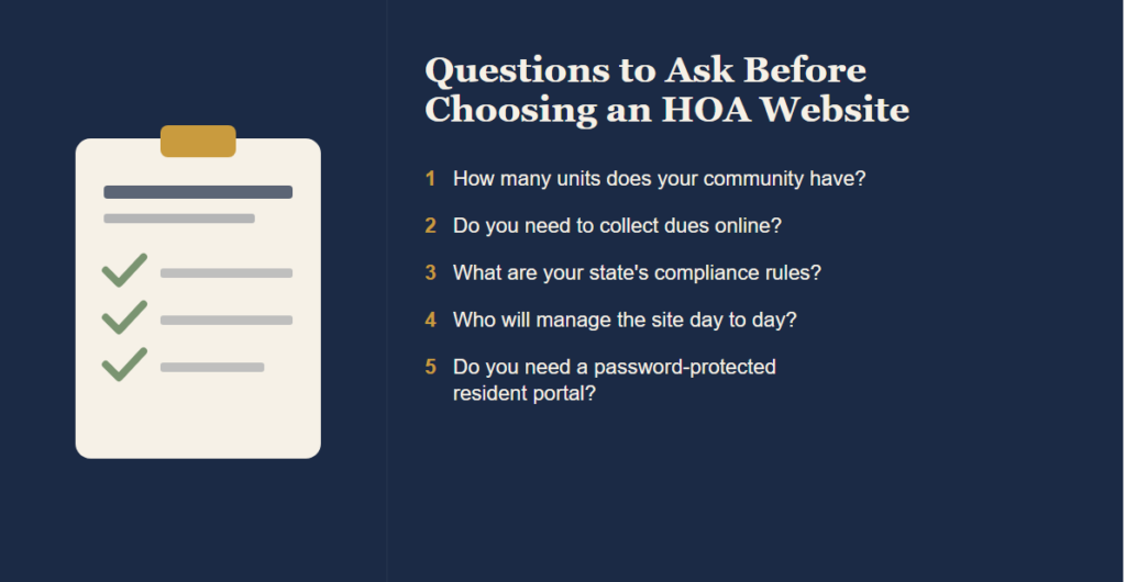 Questions to Ask Before Choosing an HOA Website Builder