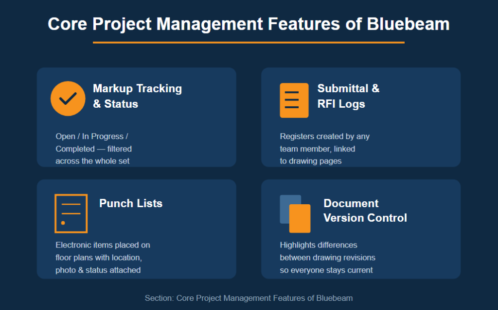 Core Project Management Features in Bluebeam