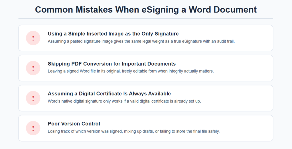 Common Mistakes When eSigning a Word Document