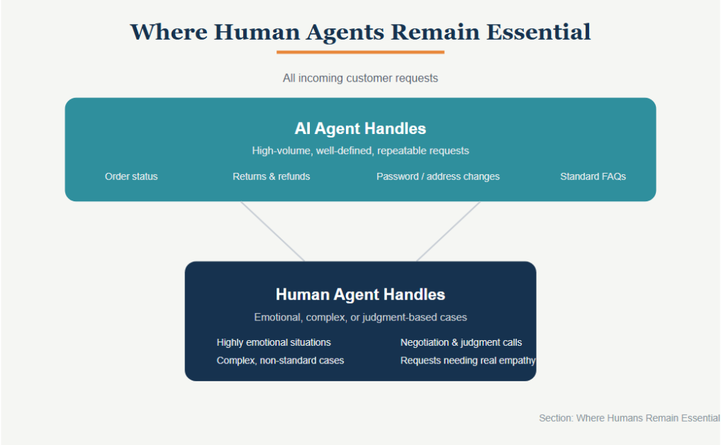 Where Human Agents Remain Essential