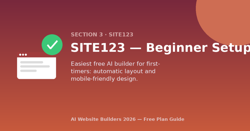 SITE123, Simplest Setup for Beginners